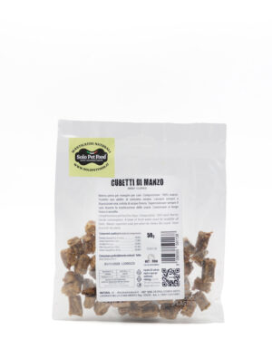 cubetti di manzo per cani snack naturale