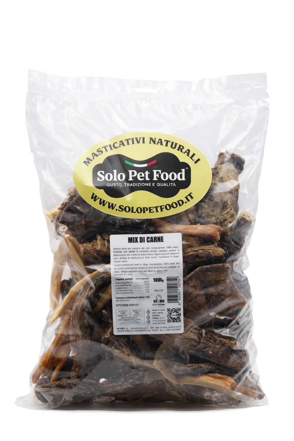 Mix di carne essiccata per cani, masticativi naturali assortiti